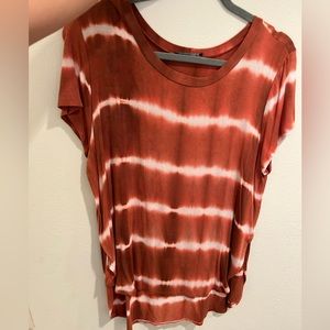 Papermoon brunt orange rust white tie dye top